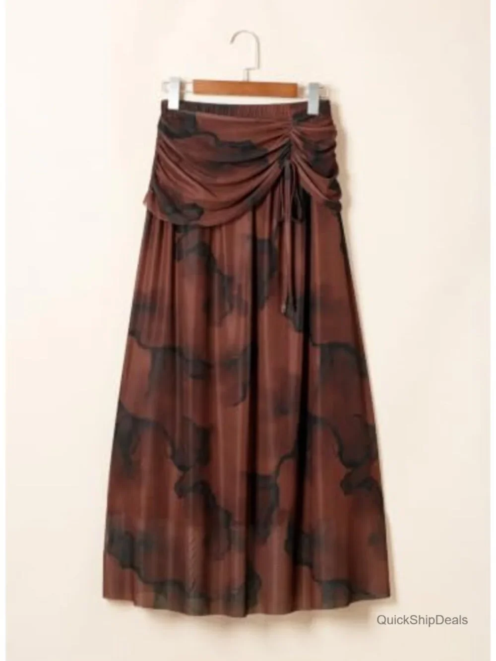 Boho Floral Maxi Skirt High Waist Elastic A-Line Flowy